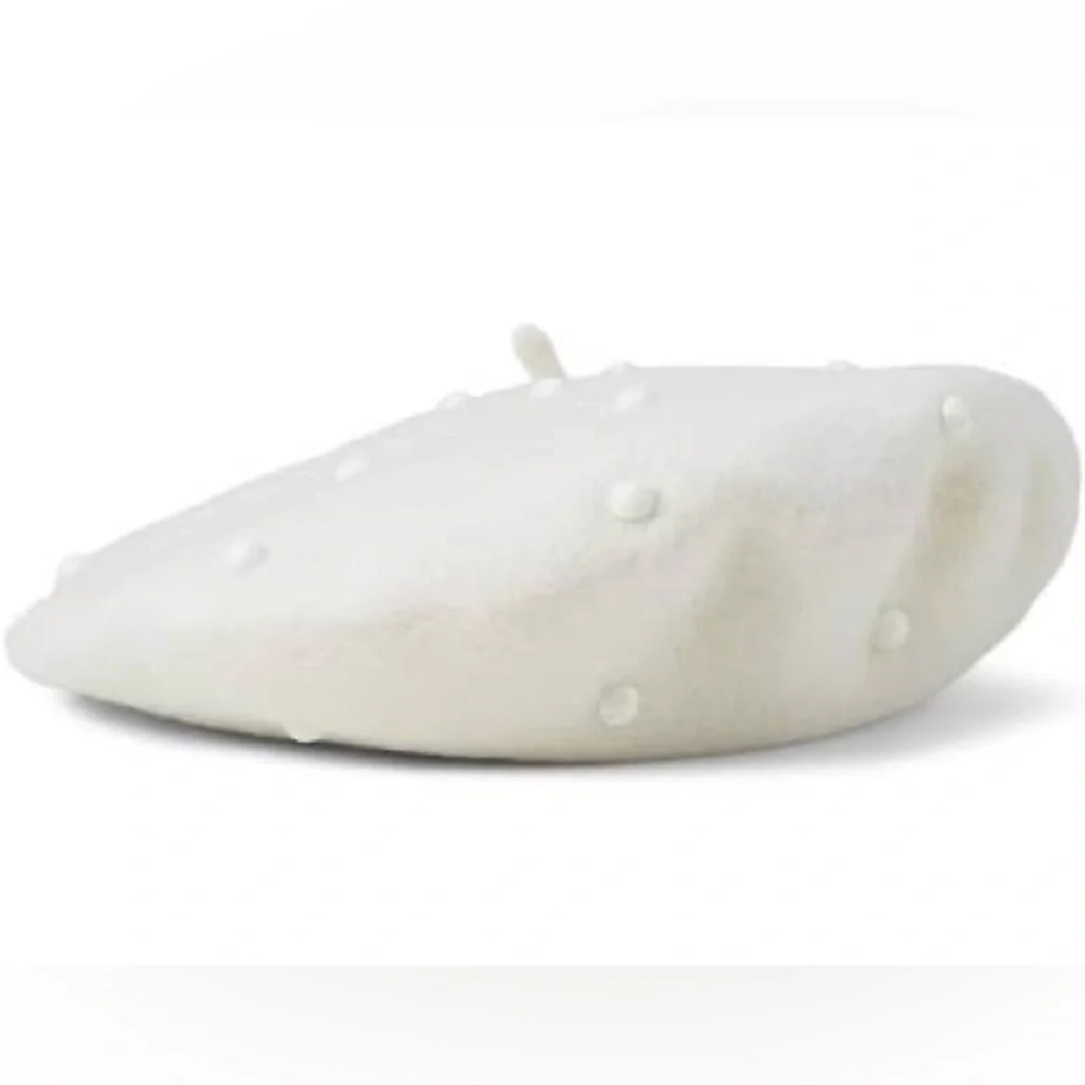 KATE SPADE Wool Beret w/ Pearls